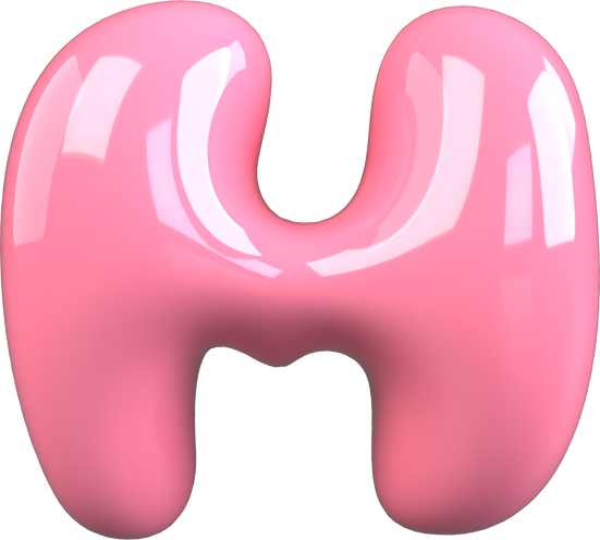 Pink 3D Bubble Gum Uppercase Letter M