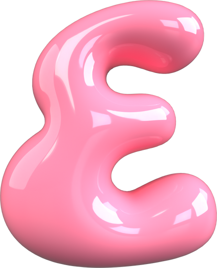 Pink 3D Bubble Gum Uppercase Letter E
