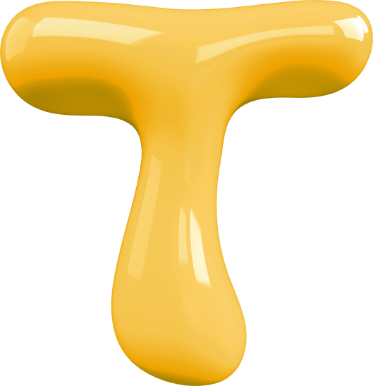 Yellow 3D Bubble Gum Uppercase Letter T