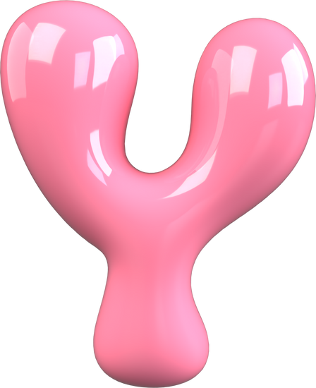 Pink 3D Bubble Gum Uppercase Letter Y