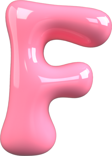 Pink 3D Bubble Gum Uppercase Letter F