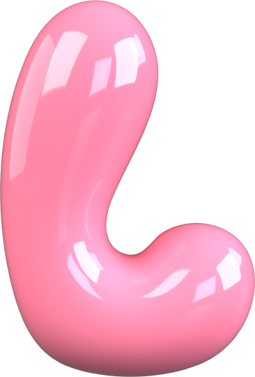 Pink 3D Bubble Gum Uppercase Letter L