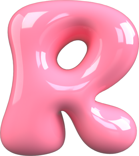 Pink 3D Bubble Gum Uppercase Letter R